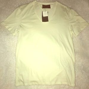 Zara Man Essential Cotton Beige V Neck Size S